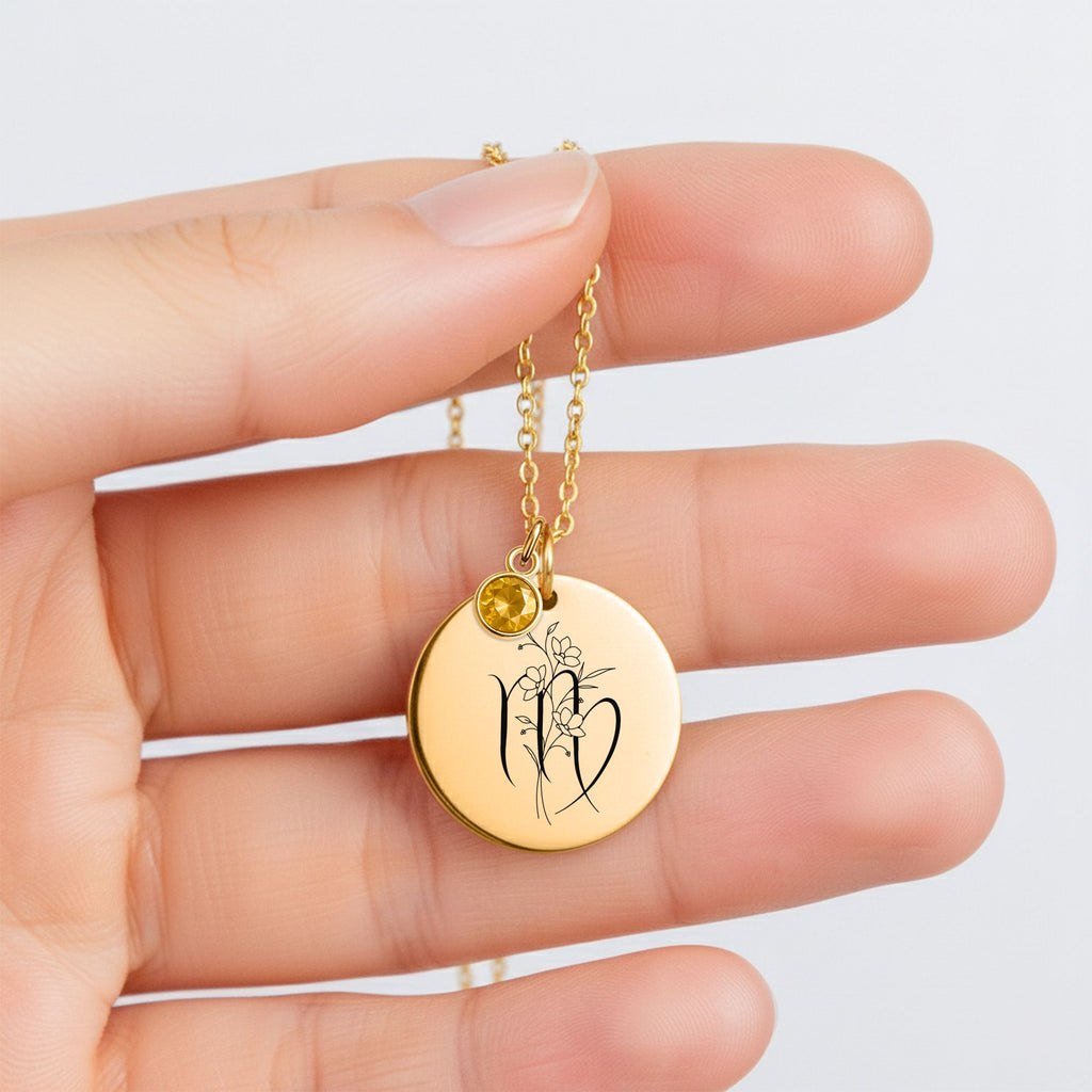 Scorpio & Birthstone Charm Necklace